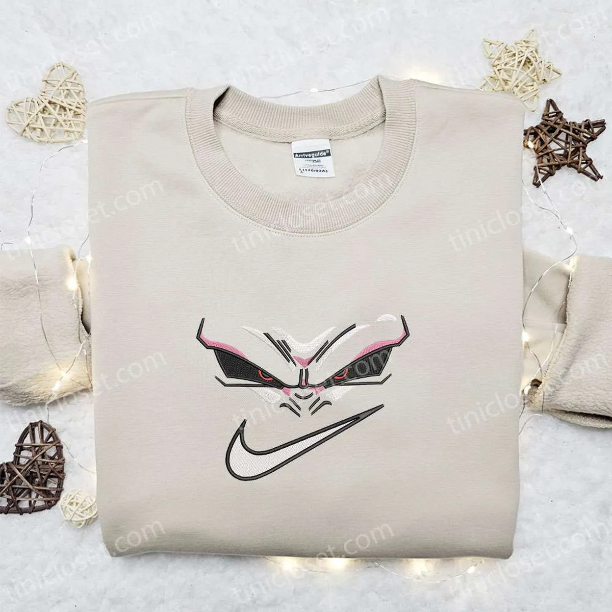 Swoosh x Majin Buu Face Embroidered Sweatshirt, Dragon Ball Anime Embroidered Shirt, Best Gift Ideas For All Occasions