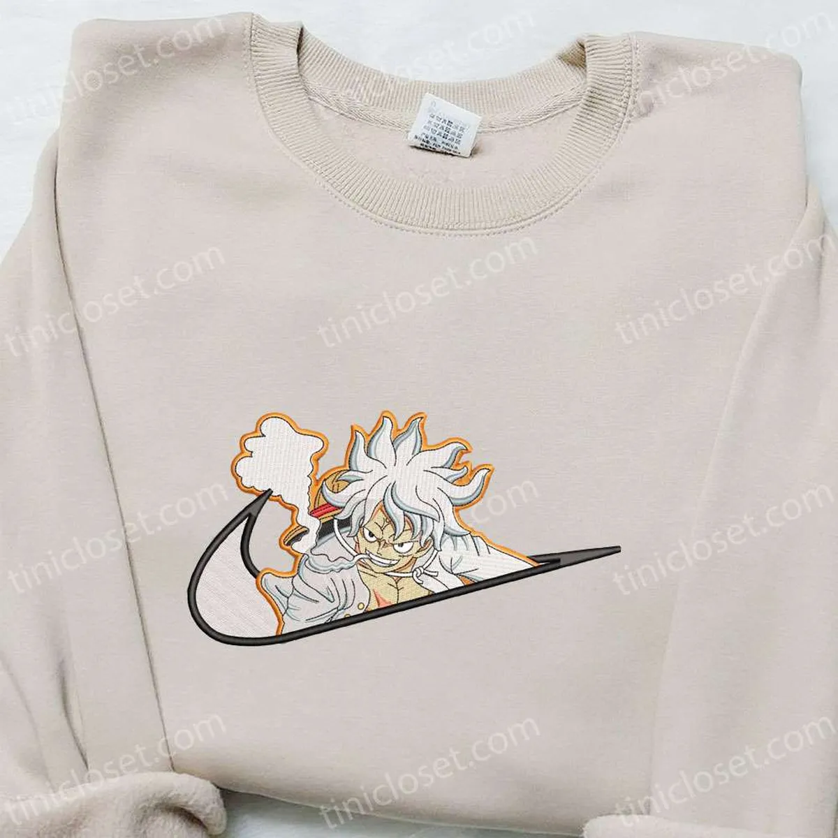 Swoosh x Monkey D. Luffy Gear 5 Embroidered Sweatshirt, One Piece Embroidered Shirt, Best Gift for Family