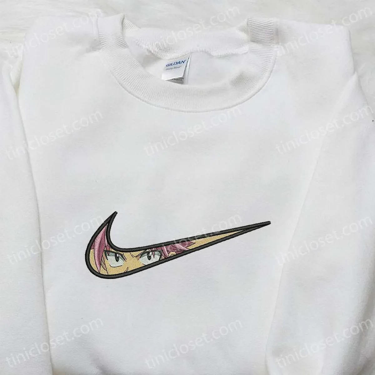 Swoosh x Natsu Dragneel Embroidered Sweatshirt, Nike Inspired Embroidered Shirt, Cool Anime Clothing