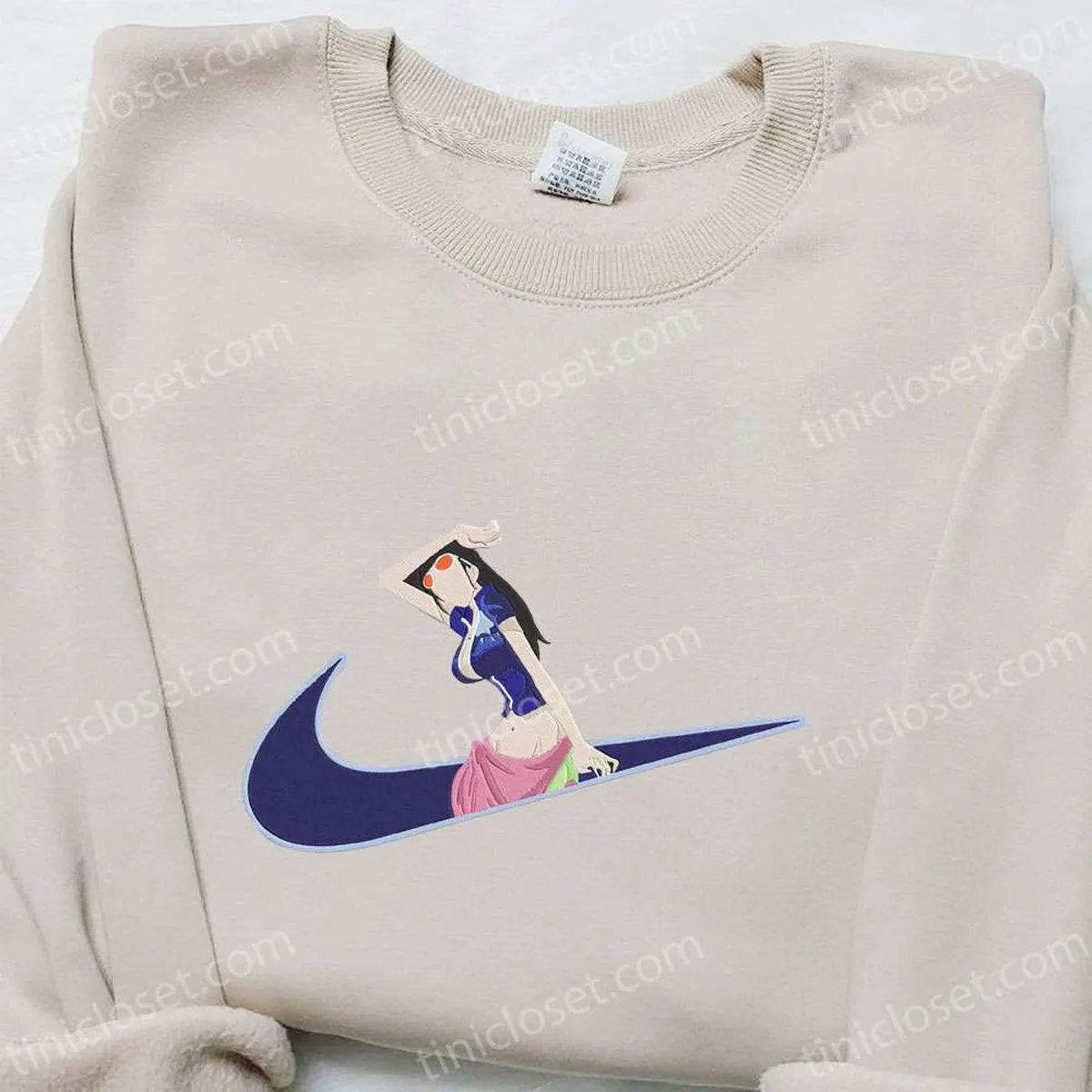 Swoosh x Nico Robin Anime Embroidered Sweatshirt, One Piece Embroidered Shirt, Cool Anime Clothing