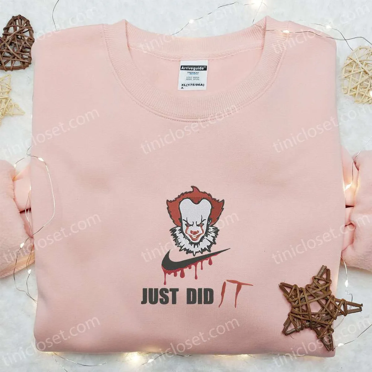 Swoosh x Pennywise Just Did It Embroidered Sweatshirt, IT Horror Movie Embroidered Shirt, The Best Halloween Gift