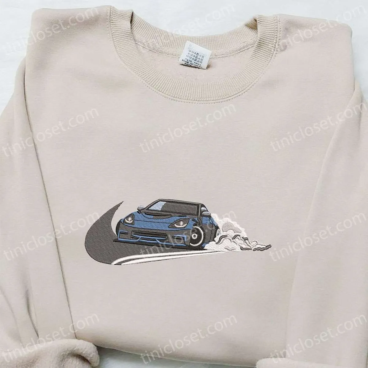 Swoosh x Porshe 911 Embroidered Sweatshirt, Transportation Embroidered Shirt, Nike Inspired Embroidered T-shirt