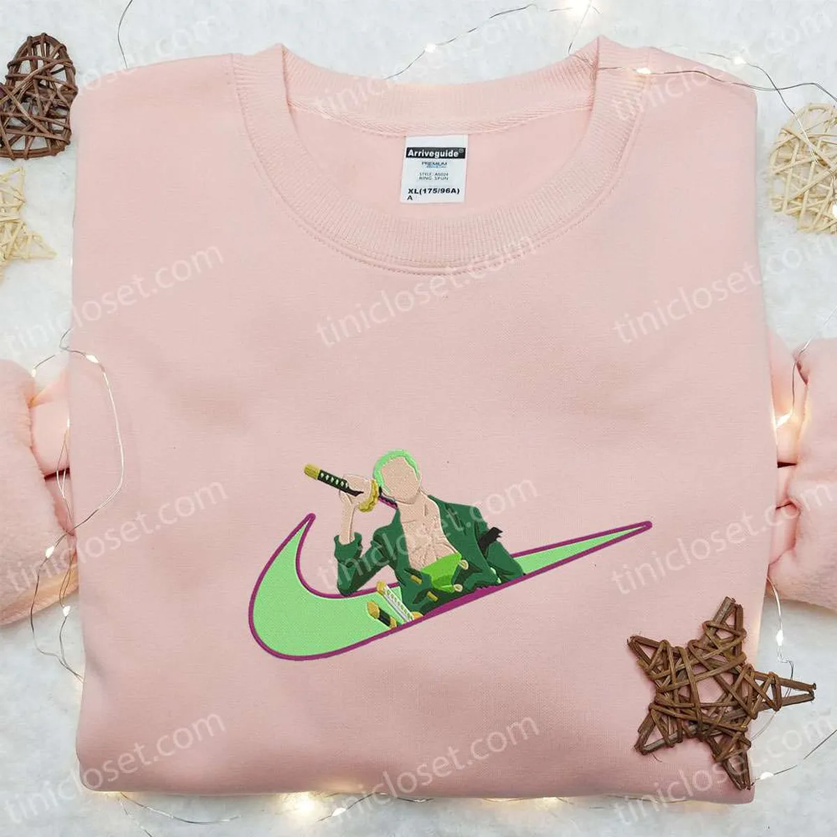 Swoosh x Roronoa Zoro Anime Embroidered Hoodie, Cool Anime Clothing, Best Gift Ideas for Family