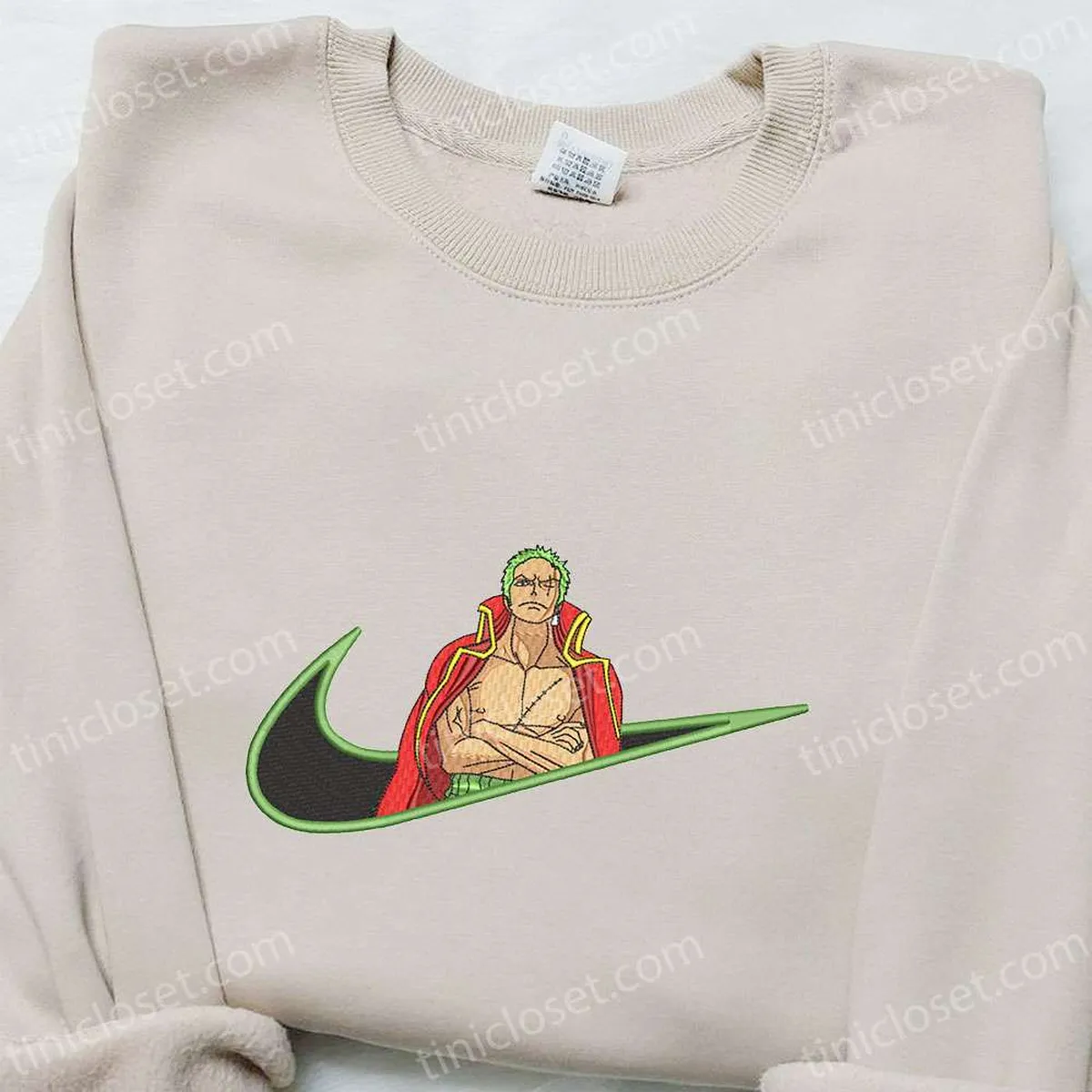 Swoosh x Roronoa Zoro King Embroidered Sweatshirt, One Piece Embroidered Shirt, Best Gift Ideas for Family