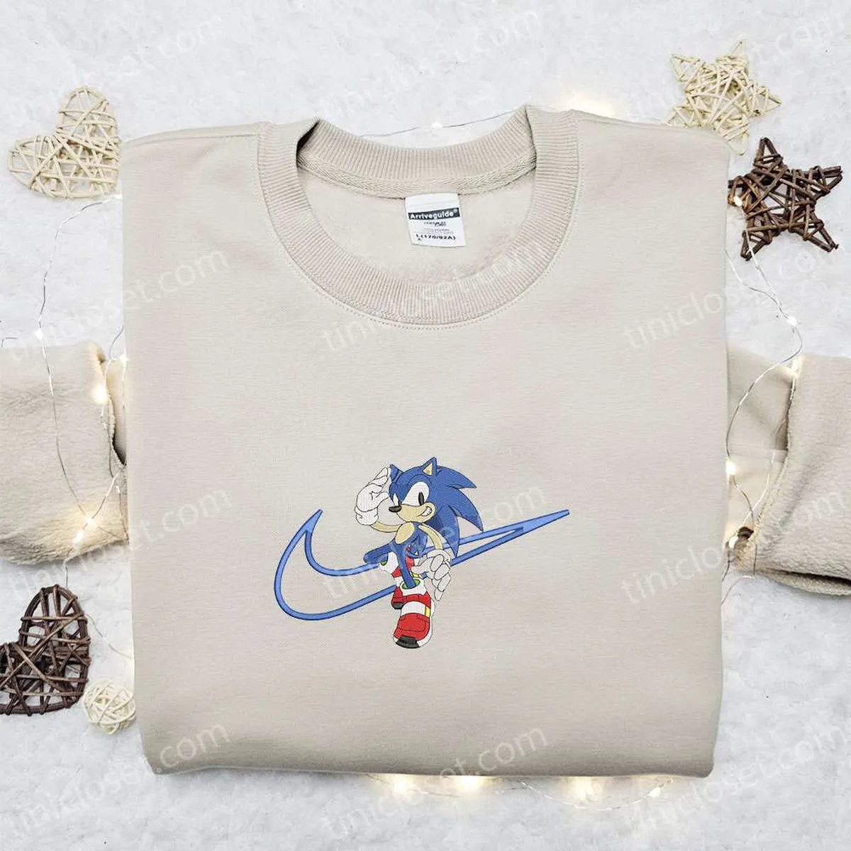 Swoosh x Sonic Embroidered Sweatshirt, Movie and Game Embroidered Shirt, Best Gift Ideas For All Occasions