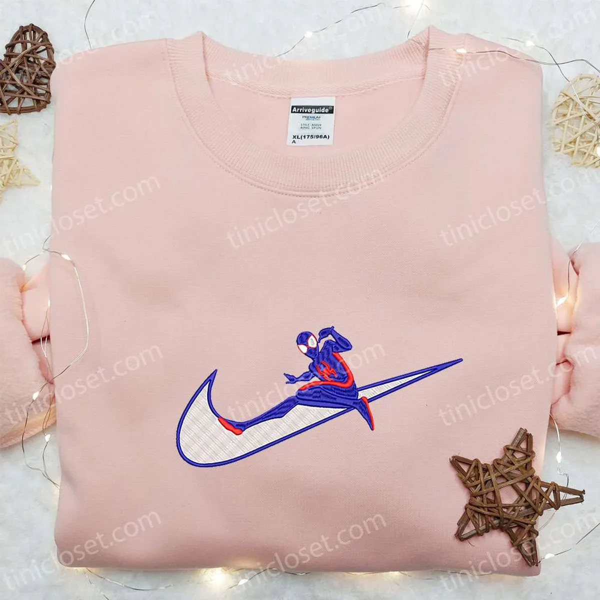 Swoosh x Spider-Man Movie Embroidered Shirt, Marvel Comics Embroidered Hoodie, Custom Nike Embroidered T-shirt