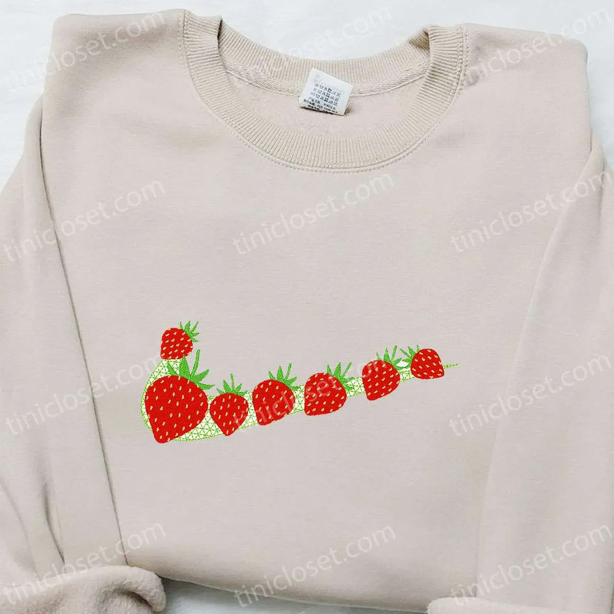 Swoosh x Strawberry Embroidered Sweatshirt, Favorite Food and Drink Embroidered Hoodie, Best Birthday Gift Ideas