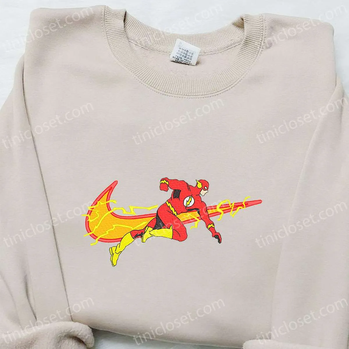 Swoosh x The Flash Movie Embroidered Hoodie, Marvel Cinematic Universe Embroidered Shirt, Custom Embroidered Shirt