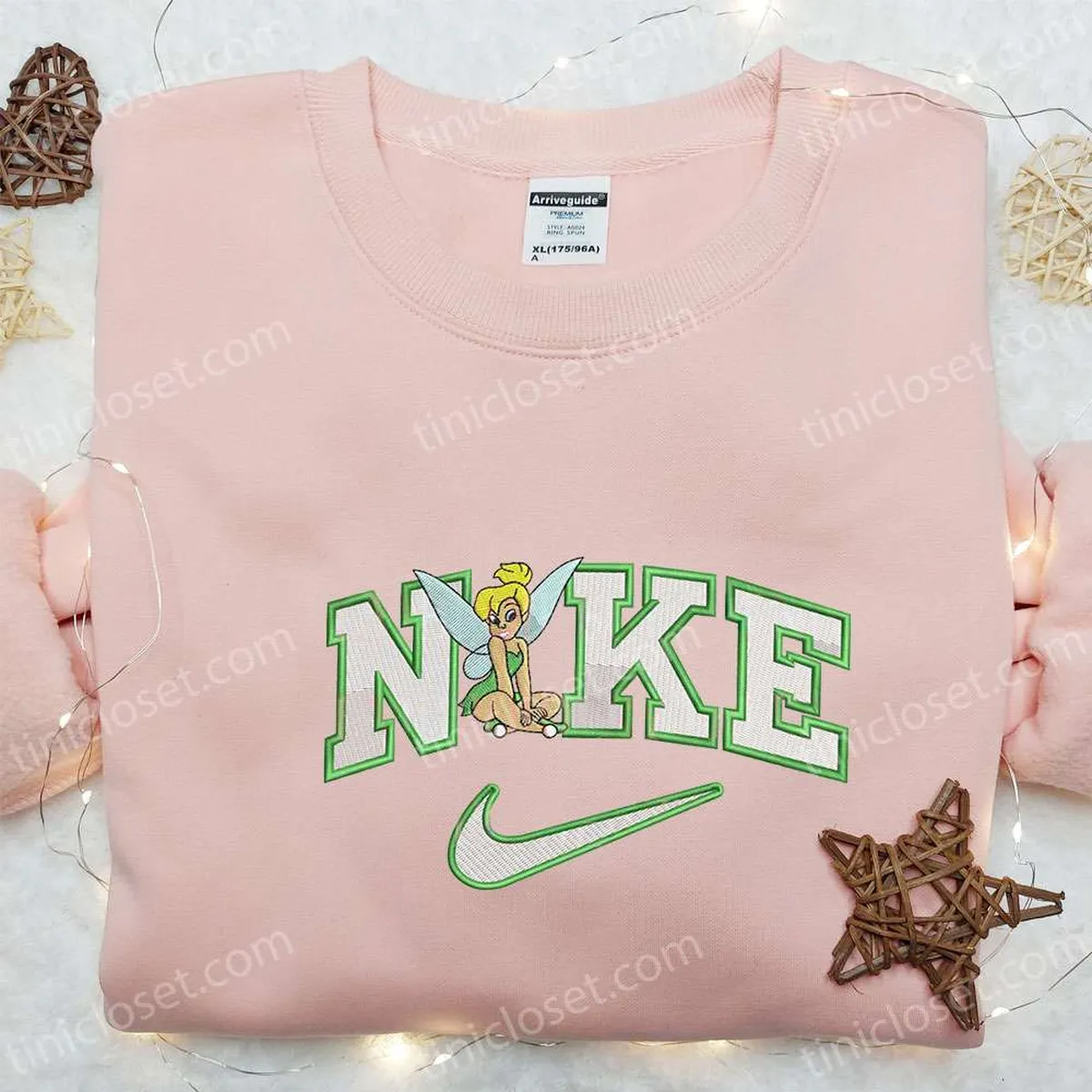 Swoosh x Tinker Bell Embroidered Hoodie, Disney Characters Embroidered Shirt, Best Gift Ideas for Family