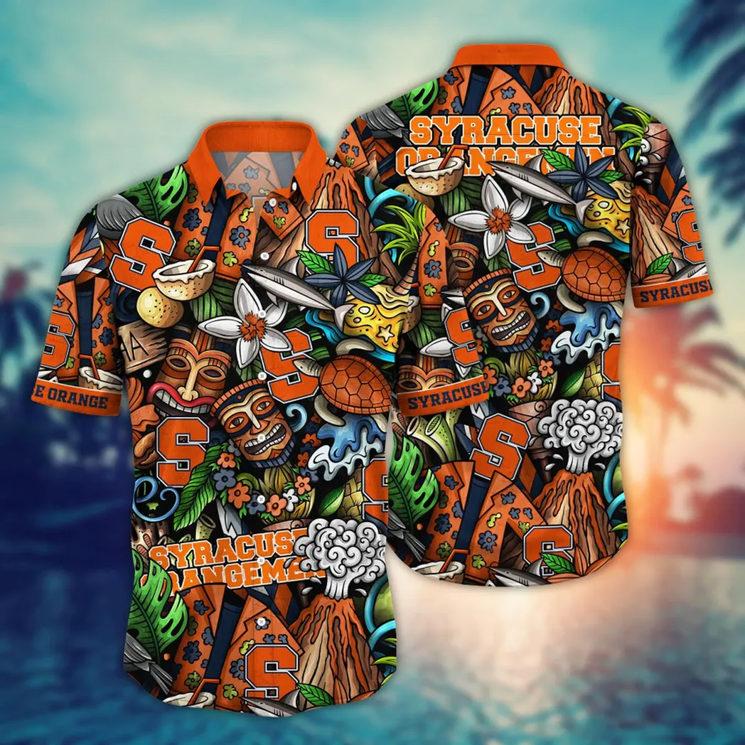 Syracuse Orange NCAA Flower Aloha Hawaiian Shirt, Custom Summer Football Shirts VPHWA2451154295