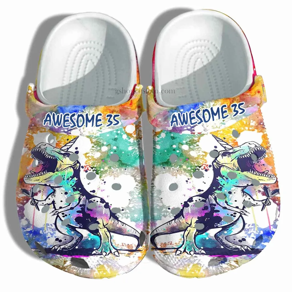 T-Rex Dinosaur Unicorn Birthday Customize Crocs