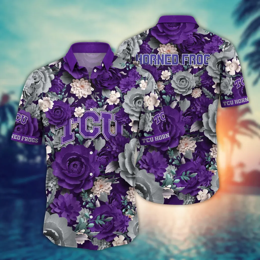 TCU Horned Frogs NCAA Flower Aloha Hawaiian Shirt, Custom Summer Football Shirts VPHWA2451153704