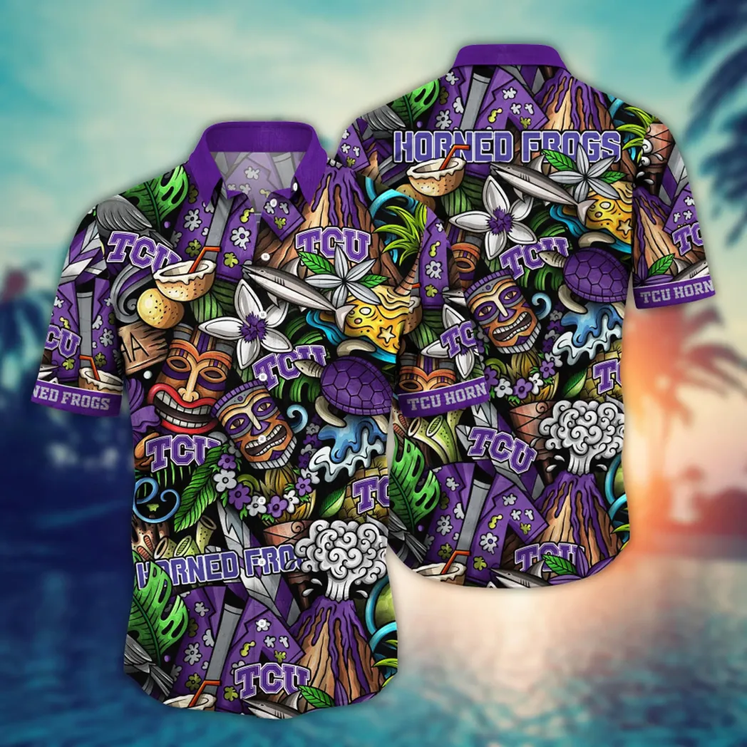 TCU Horned Frogs NCAA Flower Aloha Hawaiian Shirt, Custom Summer Football Shirts VPHWA2451154346