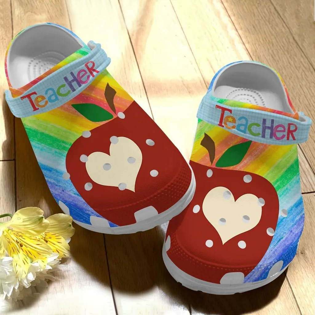 Teacher Apple Tie Dye Crocs Crocband Clog