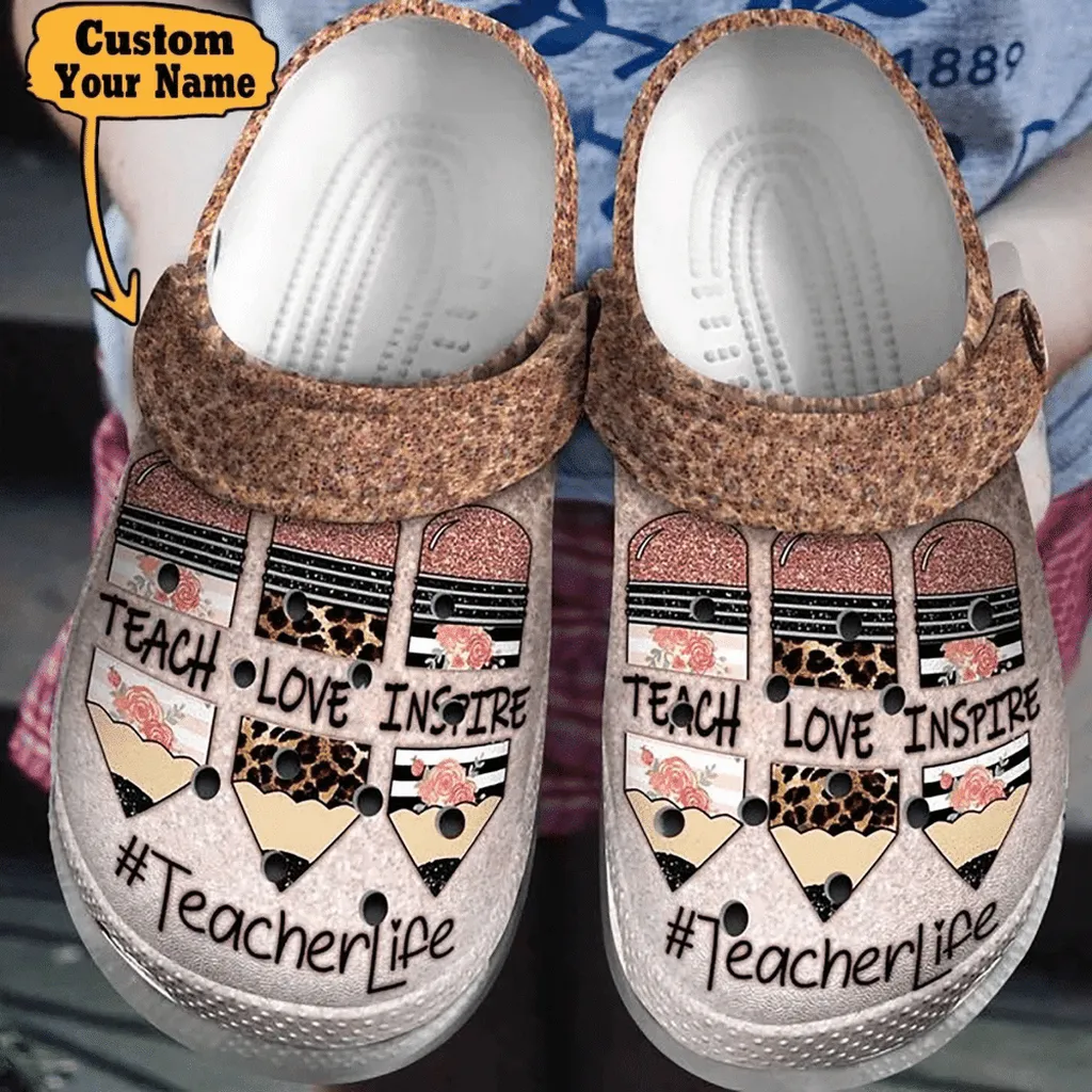 Teacher Crocs - Teacher Life Teach Love Inspire Gifts For Crayon Pencil Unisex Crocs For Men And Women