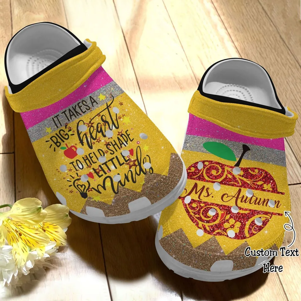 Teacher Custom Name It Takes A Big Heart To Help Shape Little Minds Crocs Crocband Clog