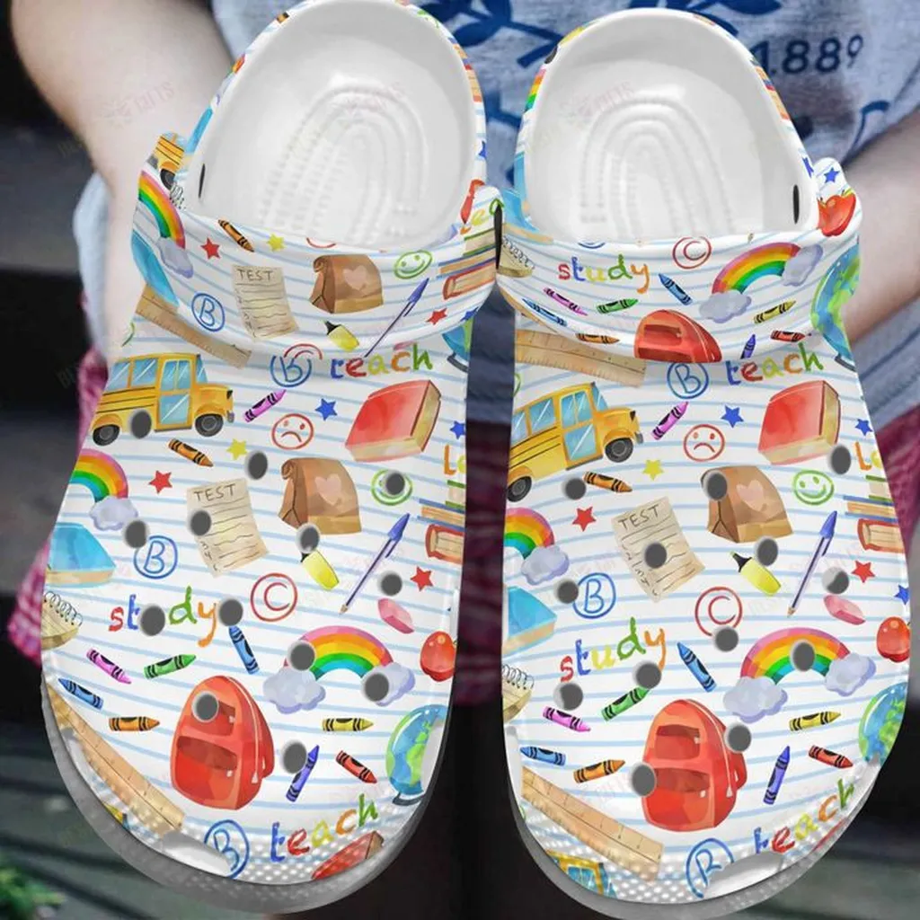 Teacher LetS Go To School Crocs, Personalized Crocs Classic Clogs