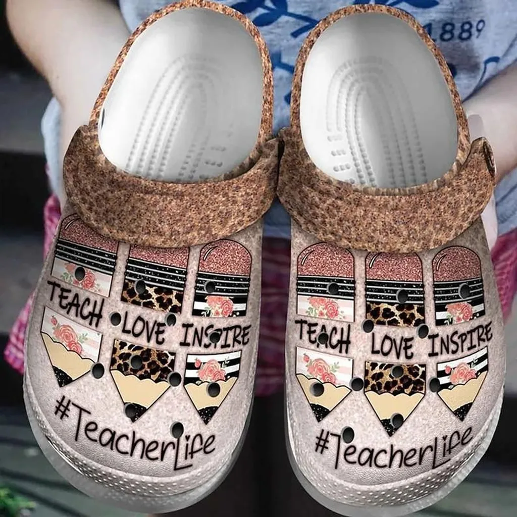 Teacher Life Crocs Teach Love Inspire Crocs Teacher Crocs Rubber Crocs Clog