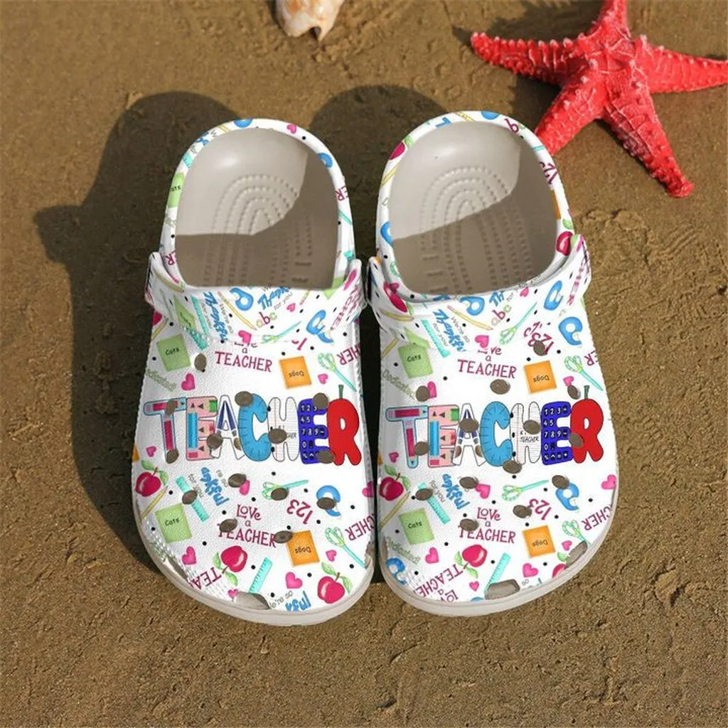 Teacher Love Life Pattern Crocs Crocband Clog