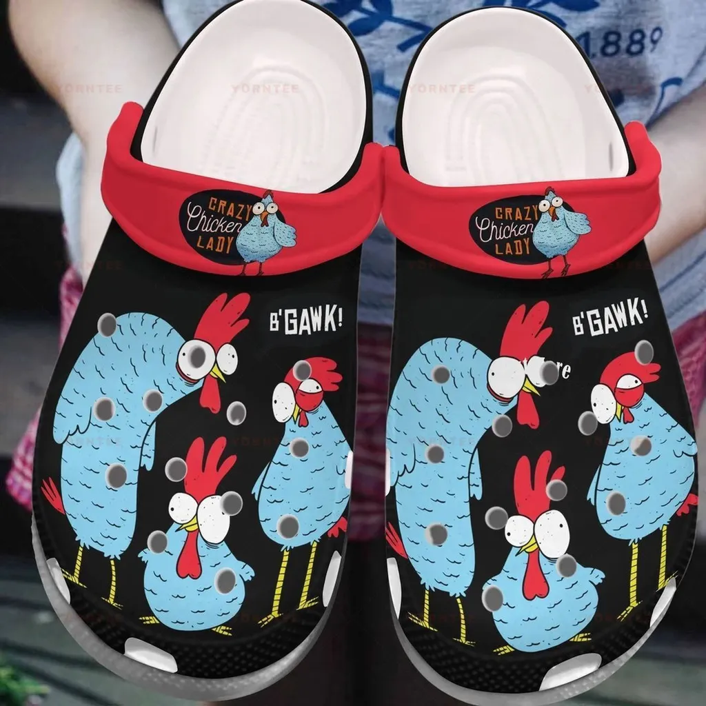 Team Crazy Chicken Lady Gift For Lover Rubber Crocs Clog