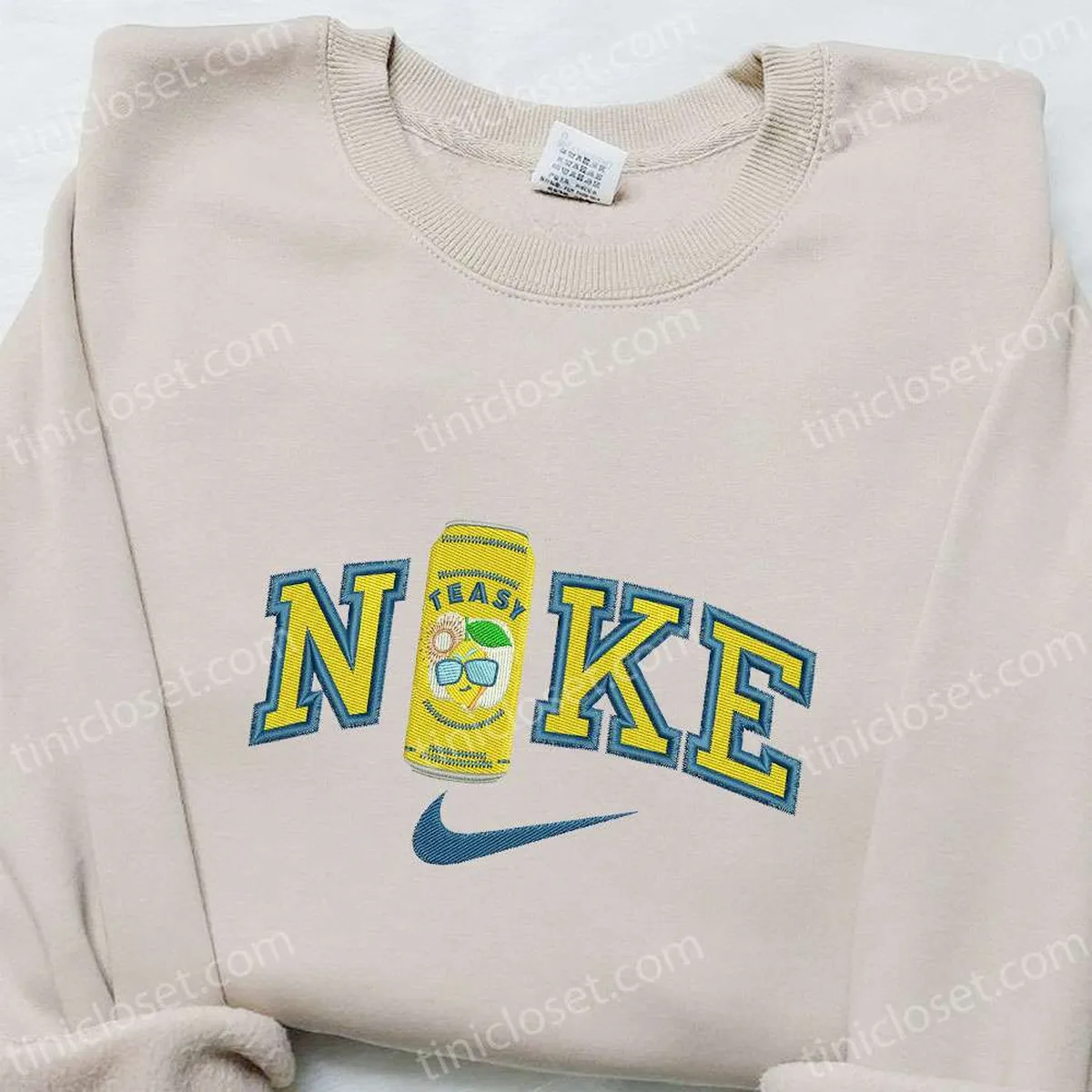 Teasy x Nike Embroidered Shirt, Favorite Drink Embroidered Shirt, Custom Nike Embroidered T-shirt