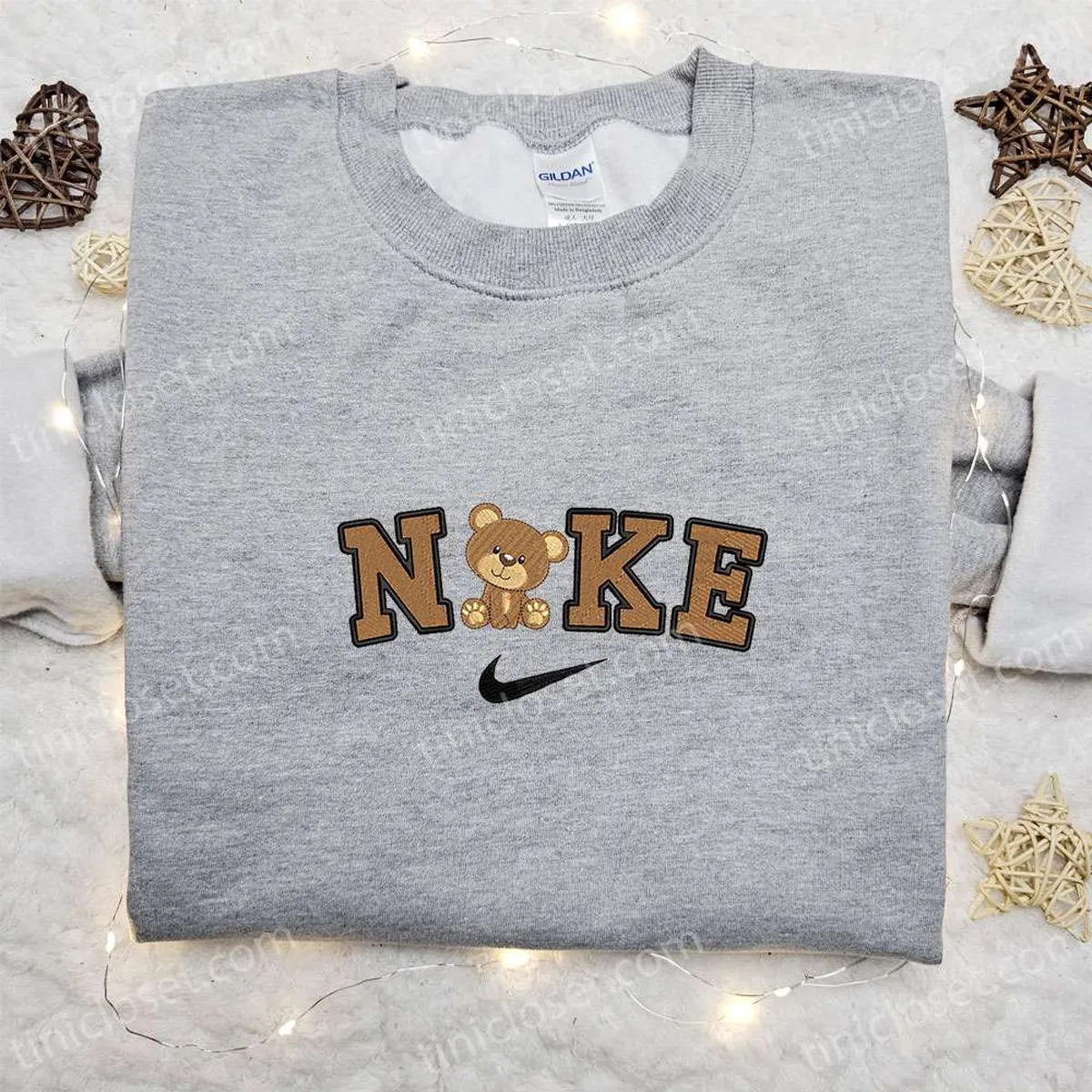 Teddy Bear x Nike Embroidered Shirt, Nike Inspired Embroidered Shirt, Best Birthday Gift Ideas