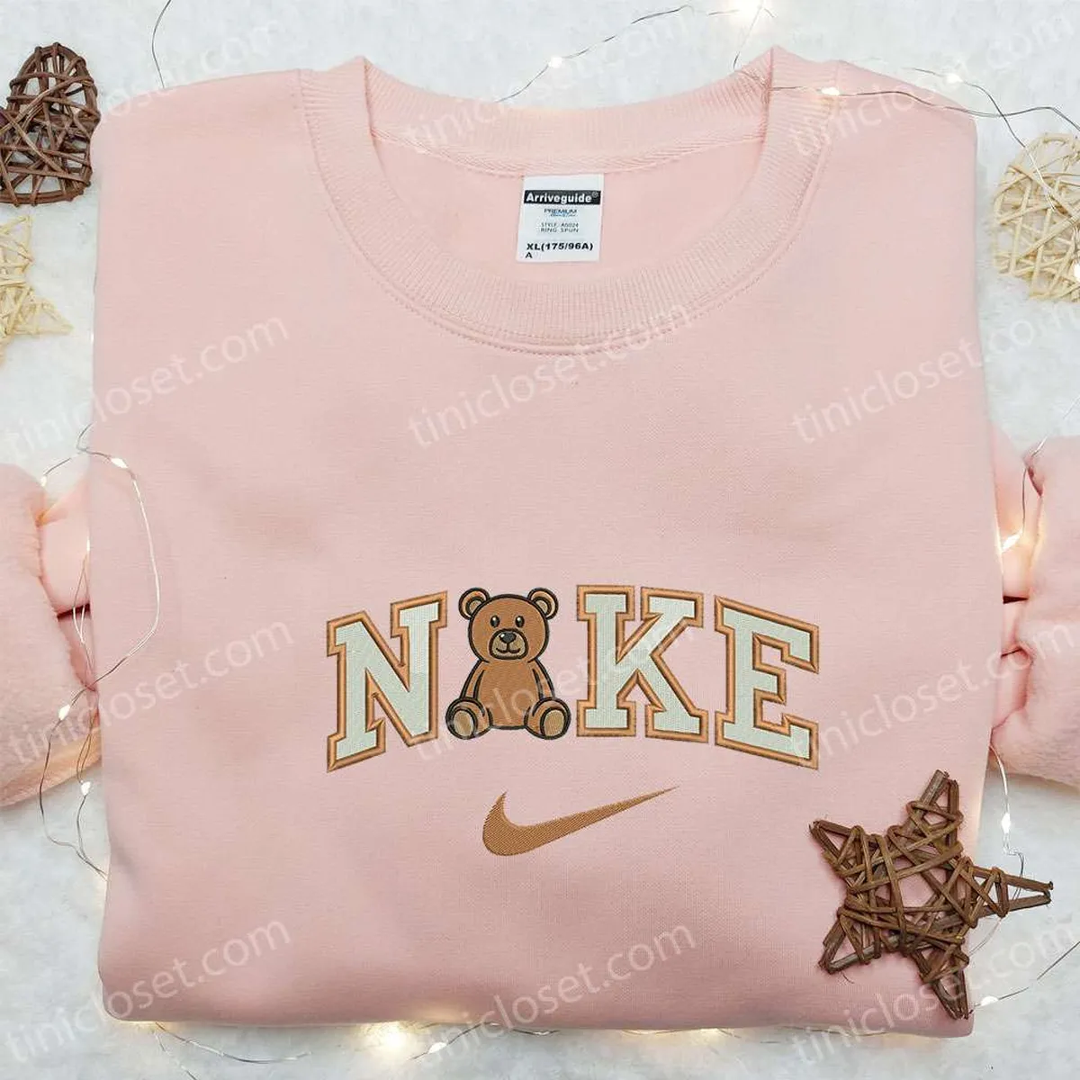 Teddy Bear x Nike Embroidered Sweatshirt, Cartoon Embroidered Shirt, The Best Gift