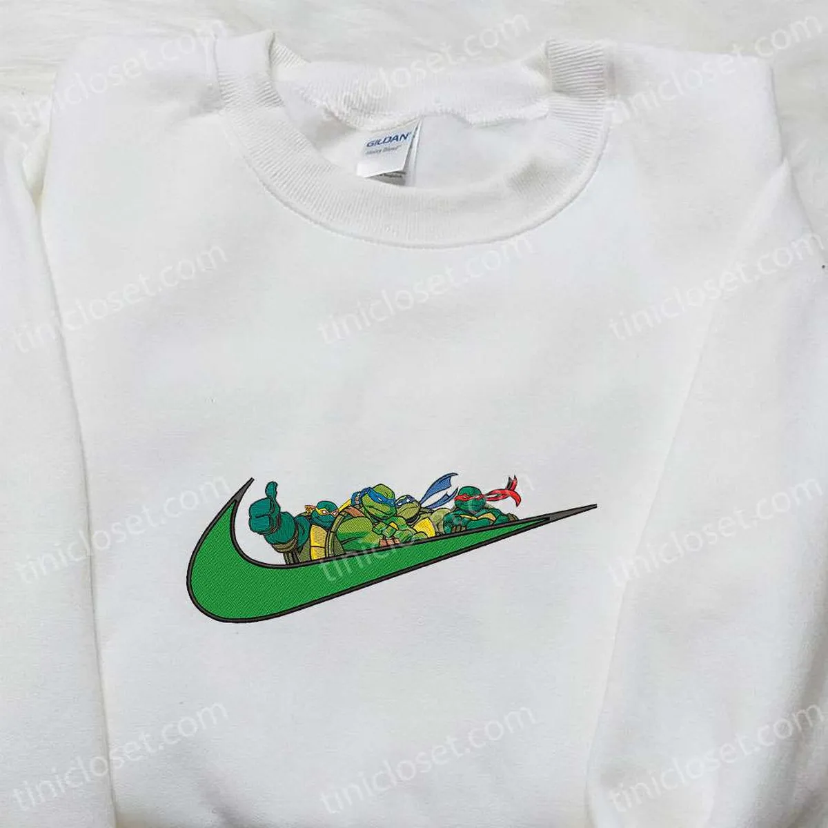 Teenage Mutant Ninja Turtles x Swoosh Cartoon Embroidered Hoodie, Nike Inspired Embroidered Hoodie, Best Gift Ideas for Family