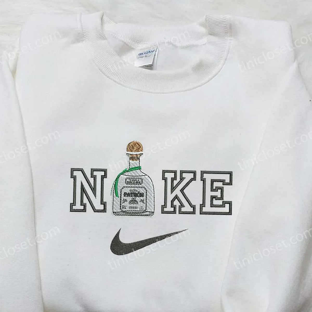 Tequila x Nike Embroidered Sweatshirt, Favorite Drink Embroidered Shirt, Nike Inspired Embroidered Shirt