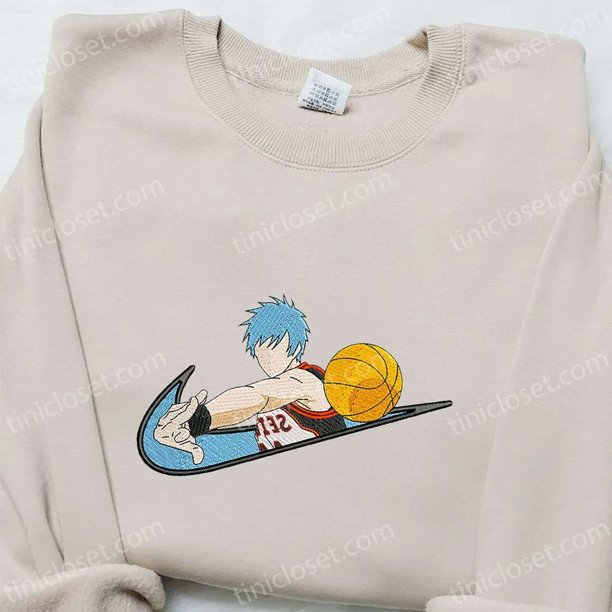 Tetsuya Kuroko x Swoosh Anime Embroidered Sweatshirt, Kuroko no Basket Embroidered Shirt, Cool Anime Clothing