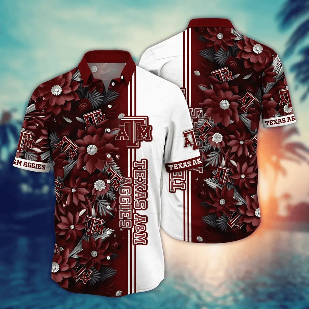 Texas A&M Aggies NCAA Flower Aloha Hawaiian Shirt, Custom Summer Football Shirts VPHWA2451153286