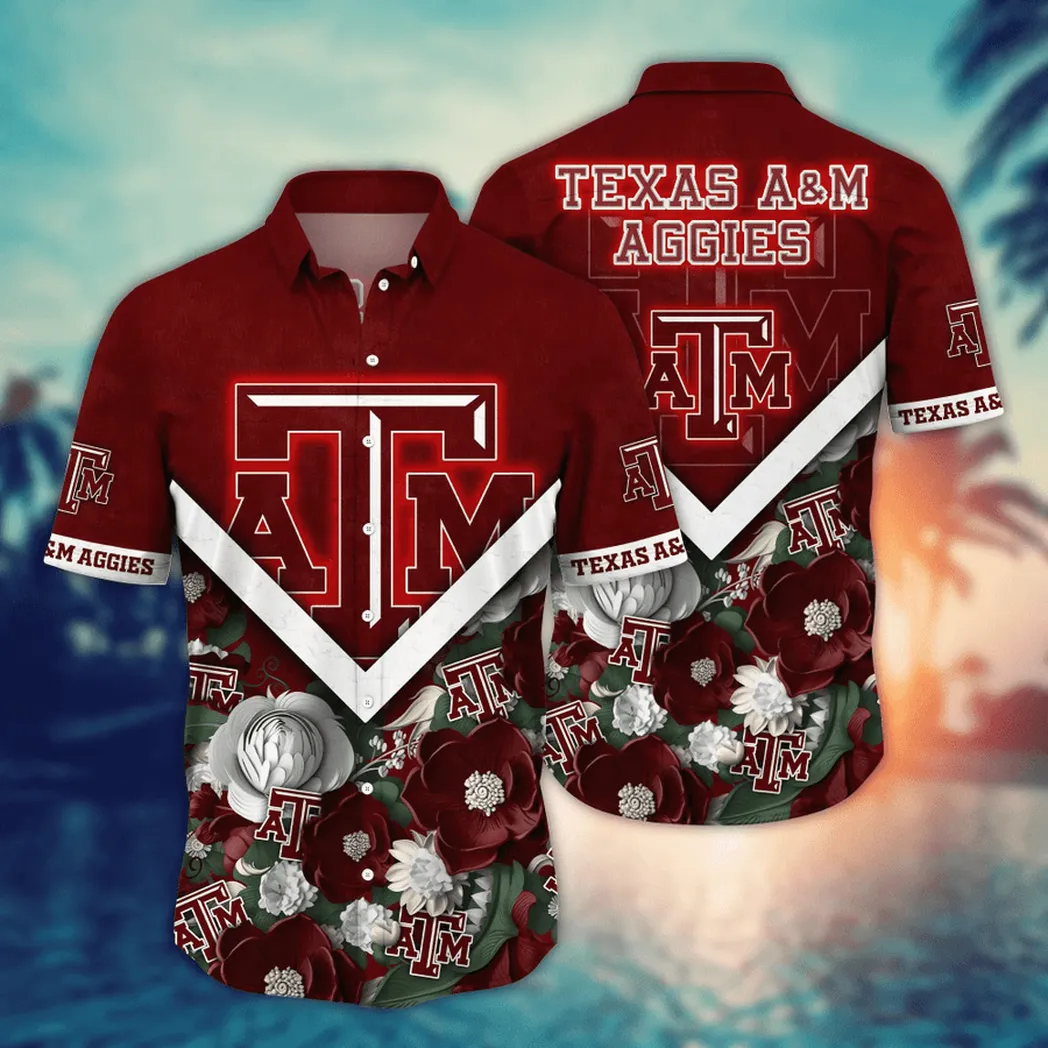 Texas A&M Aggies NCAA Flower Aloha Hawaiian Shirt, Custom Summer Football Shirts VPHWA2451153696