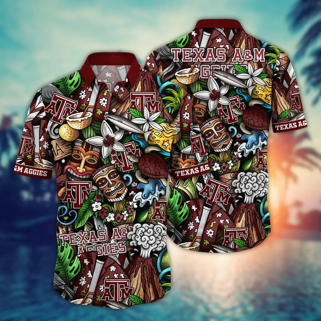 Texas A&M Aggies NCAA Flower Aloha Hawaiian Shirt, Custom Summer Football Shirts VPHWA2451154274