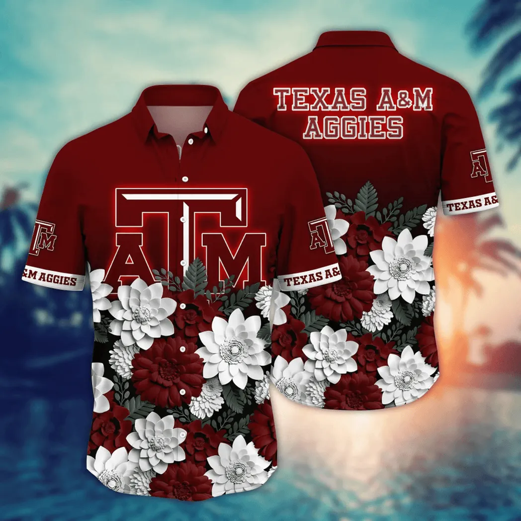 Texas A&M Aggies NCAA Flower Aloha Hawaiian Shirt, Summer Football Shirts VPHWA2451155090