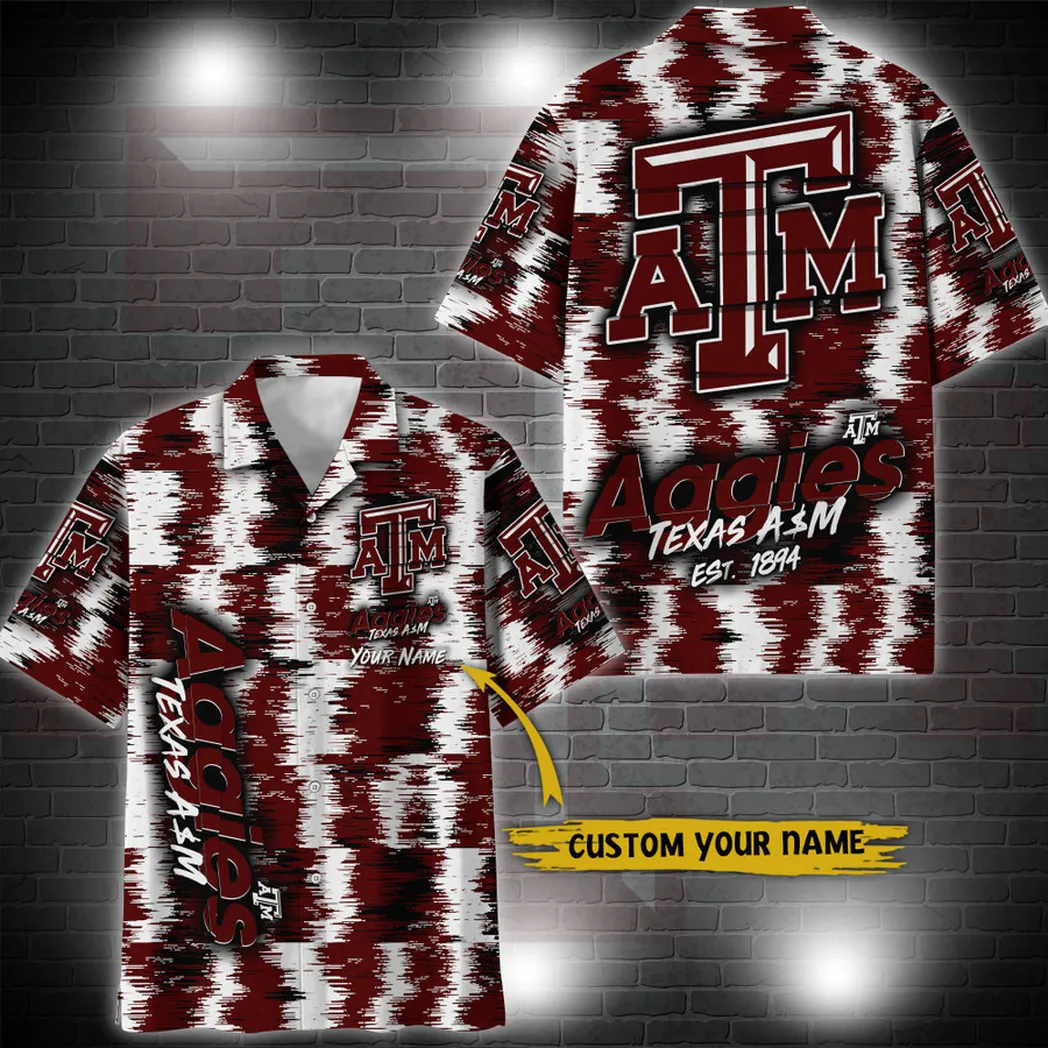 Texas A&M Aggies Aloha Hawaiian Shirt Custom Your Name, Sport 3D Shirt, Gift For Fan VPHWA2451152025