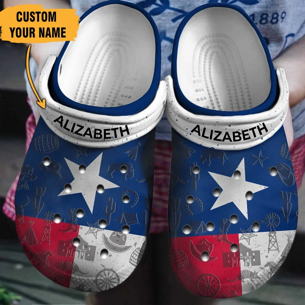 Texas Flag Gift For Fan Classic Water Rubber Crocs Clog