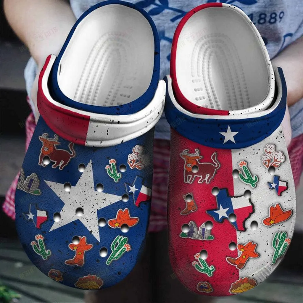 Texas Flag Symbol Crocs Classic Clogs