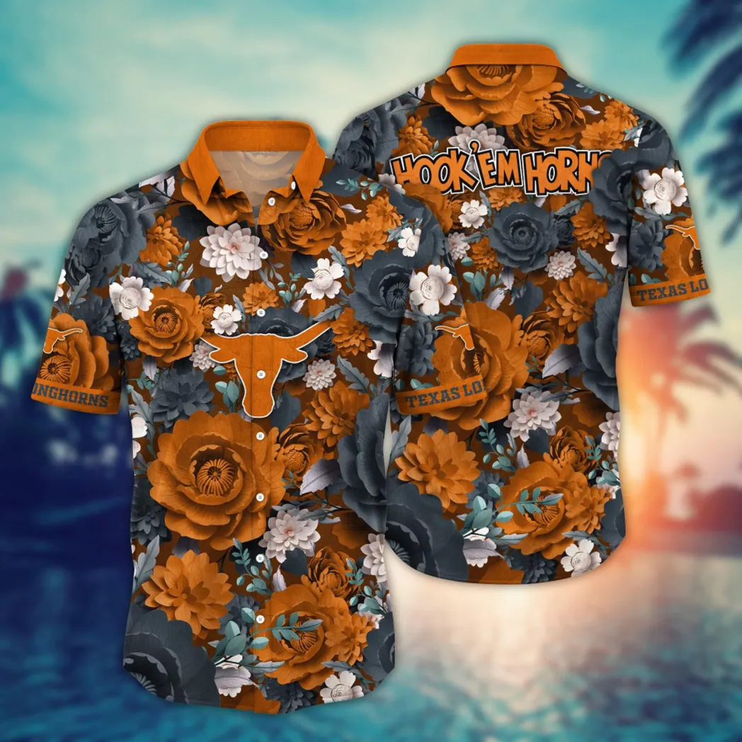 Texas Longhorns NCAA Flower Aloha Hawaiian Shirt, Custom Summer Football Shirts VPHWA2451153693