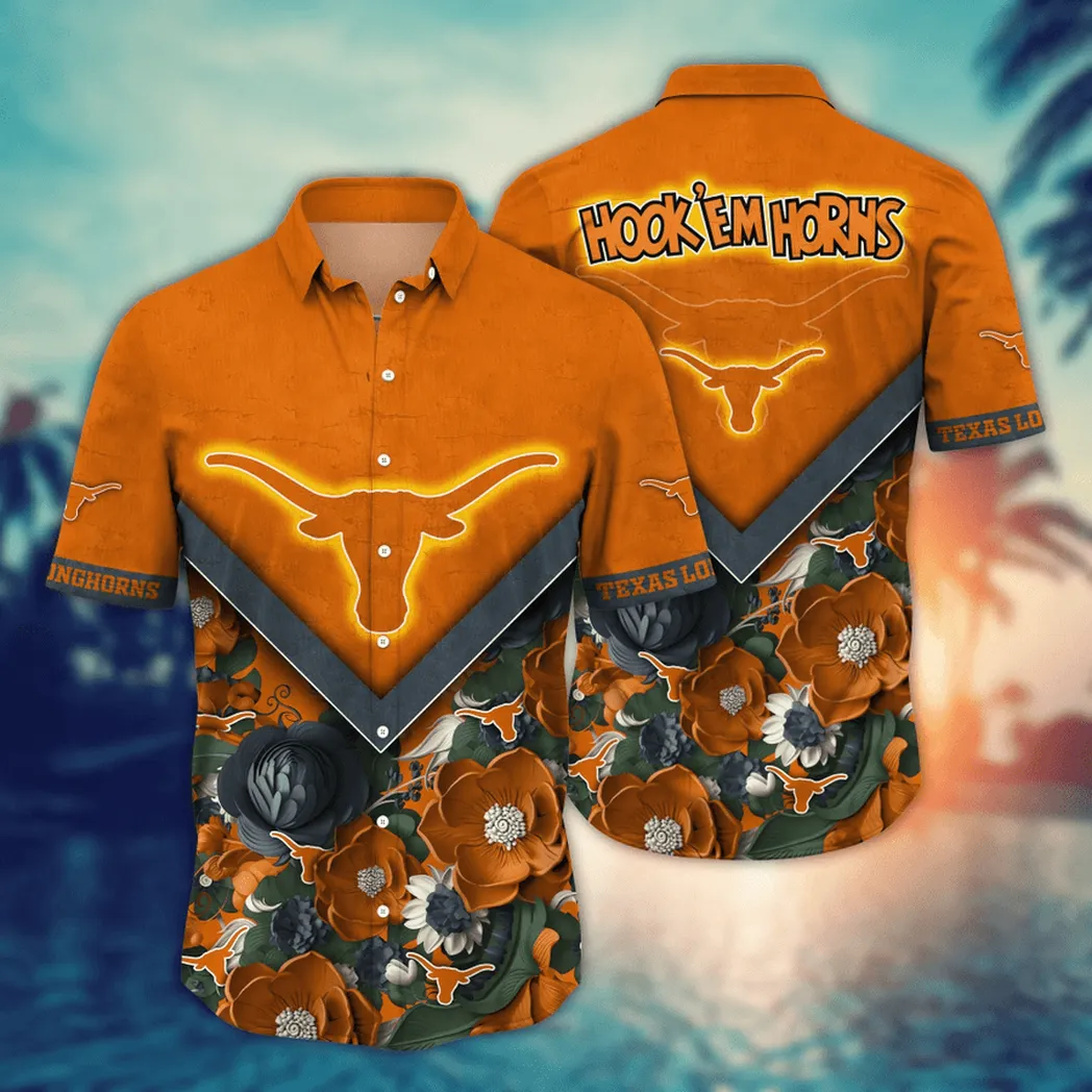 Texas Longhorns NCAA Flower Aloha Hawaiian Shirt, Custom Summer Football Shirts VPHWA2451153730