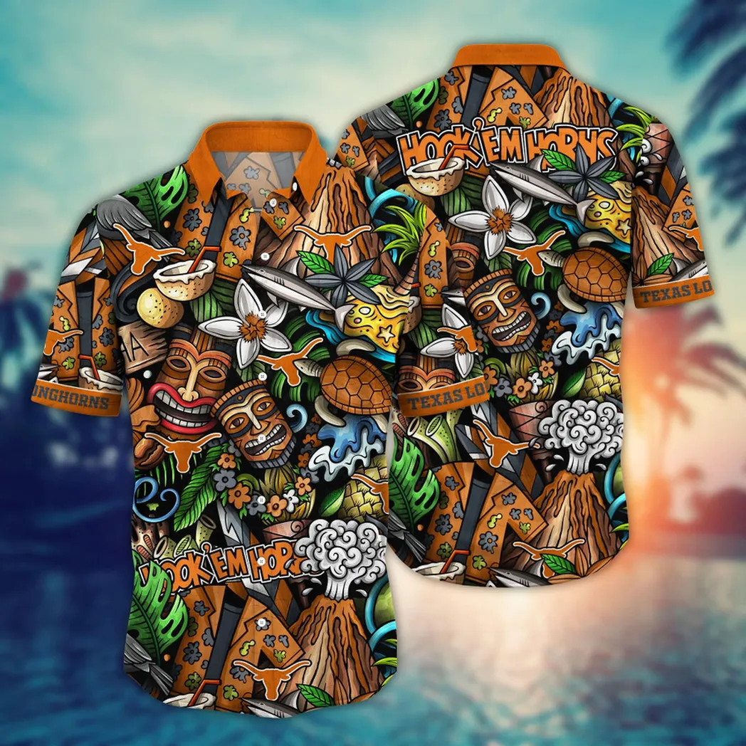 Texas Longhorns NCAA Flower Aloha Hawaiian Shirt, Custom Summer Football Shirts VPHWA2451154296