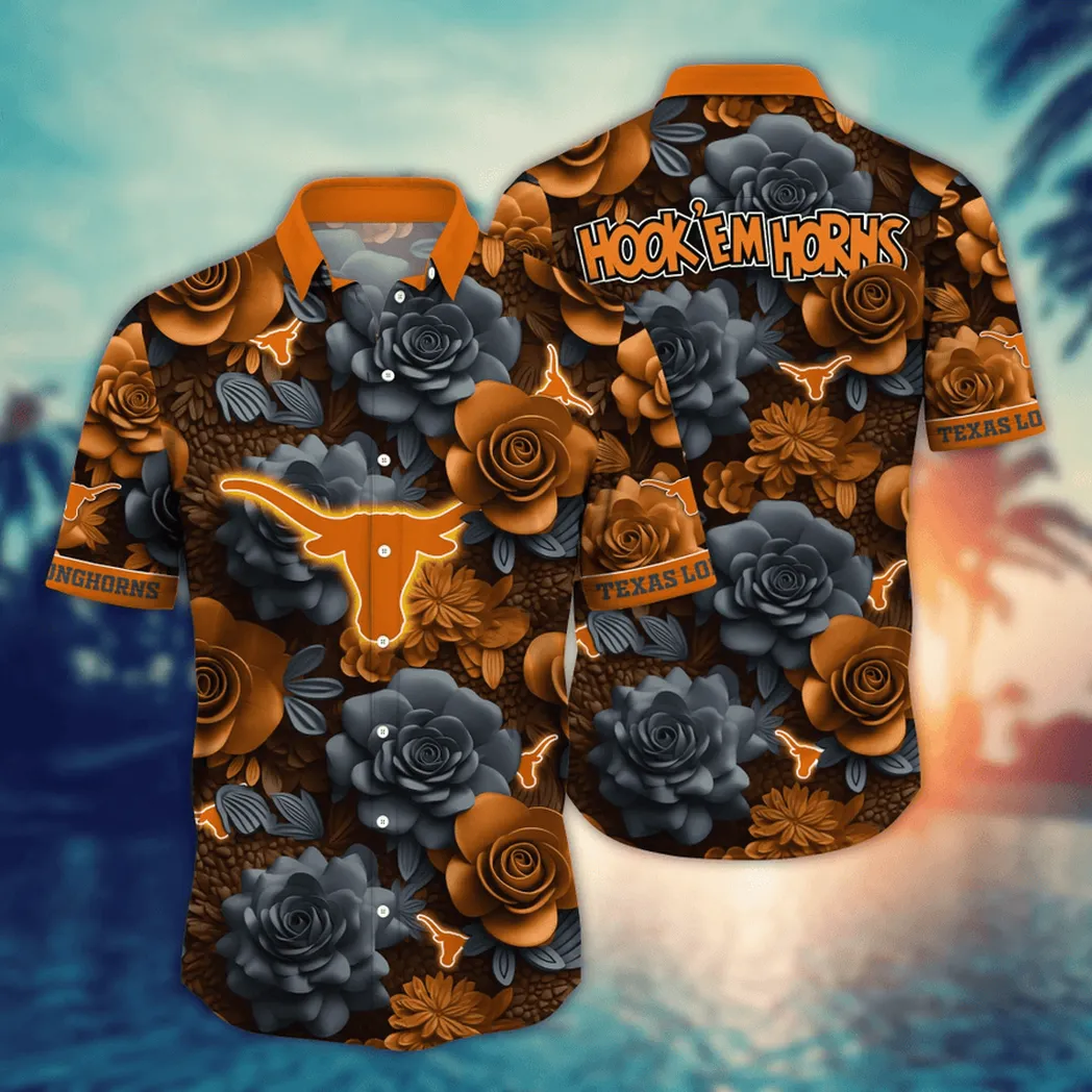 Texas Longhorns NCAA Flower Aloha Hawaiian Shirt, Summer Football Shirts VPHWA2451153864