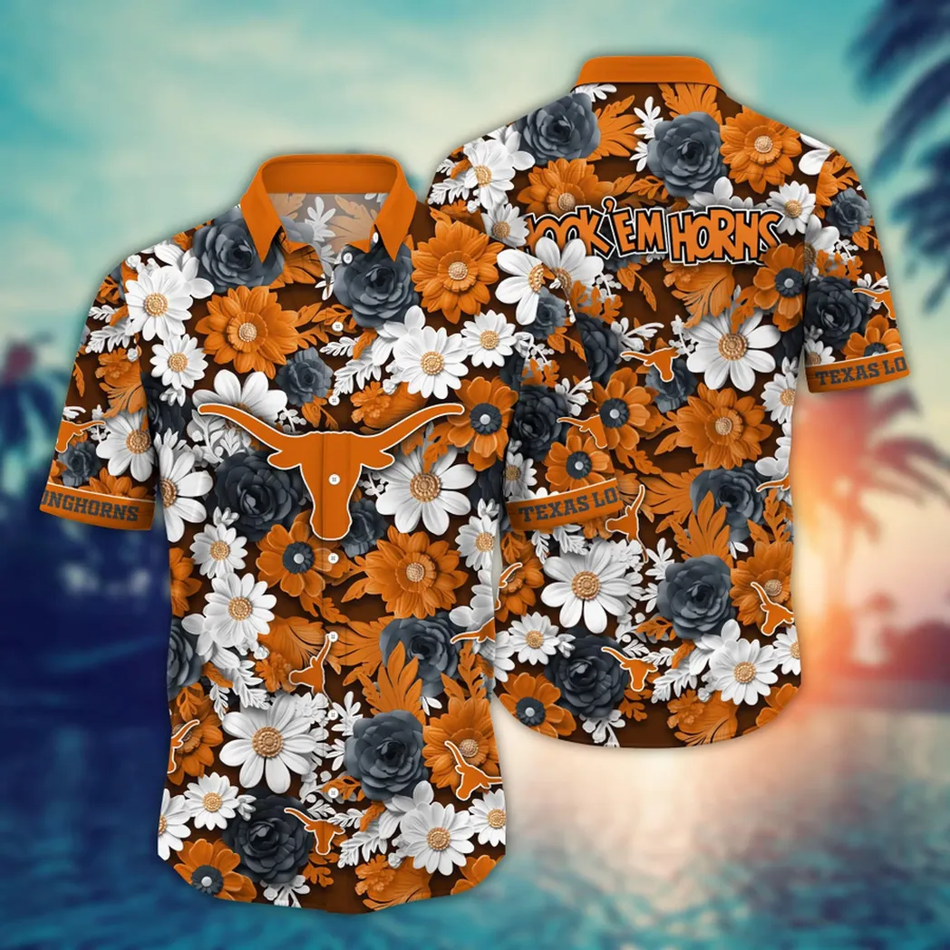 Texas Longhorns NCAA Flower Aloha Hawaiian Shirt, Summer Football Shirts VPHWA2451154017