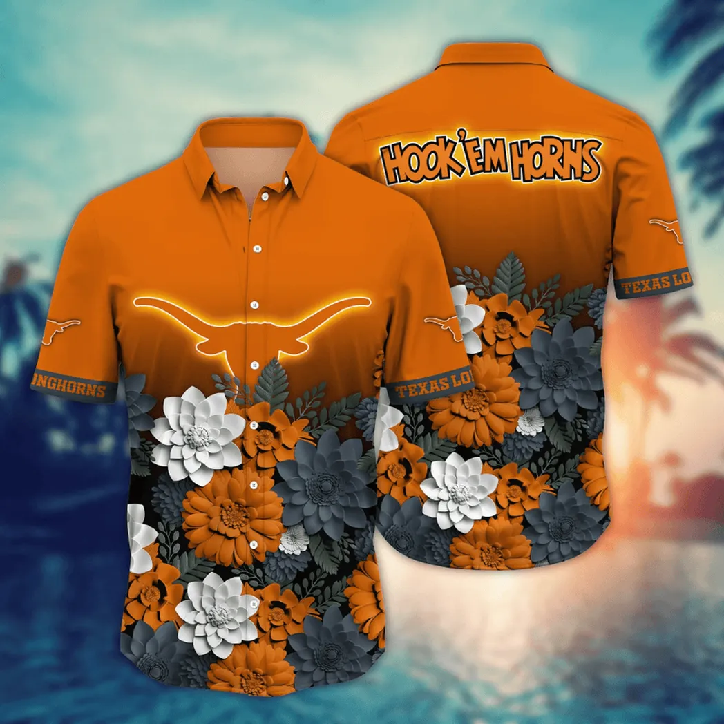 Texas Longhorns NCAA Flower Aloha Hawaiian Shirt, Summer Football Shirts VPHWA2451155072