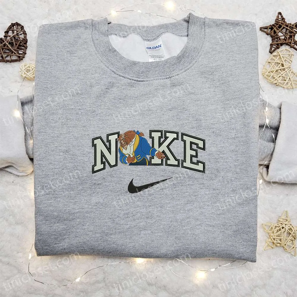 The Beast Cartoon x Nike Embroidered Sweatshirt, Walt Disney Characters Embroidered Shirt, Best Birthday Gift Ideas for Family