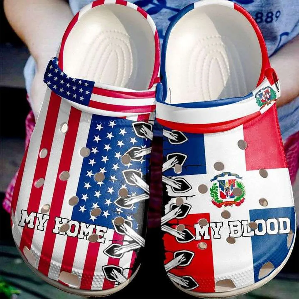 The Dominican Republic My Home Blood America Flag Crocs Crocband Clogs