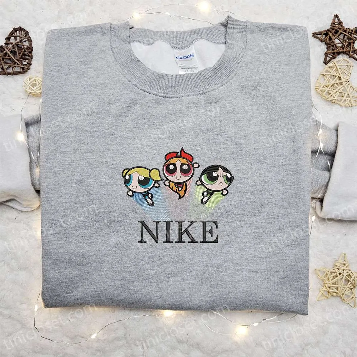 The Powerpuff Girls x Nike Cartoon Embroidered Hoodie, Nike Inspired Embroidered Shirt, Best Gift Ideas for Family