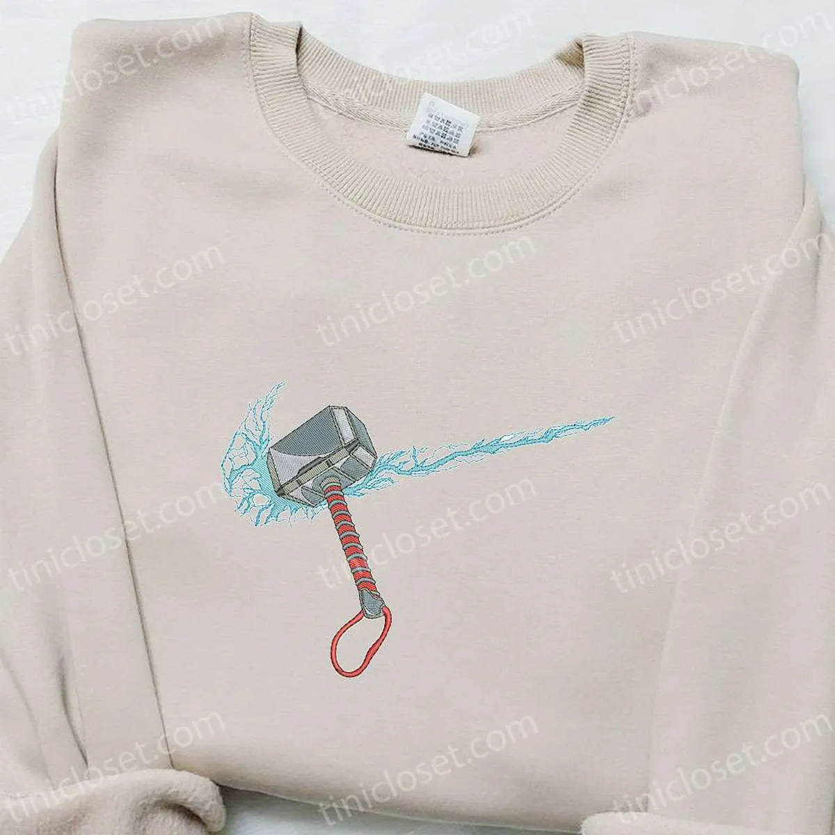 Thor Hammer x Swoosh Movie Embroidered Hoodie, Marvel Cinematic Universe, Best Gift Ideas for Family