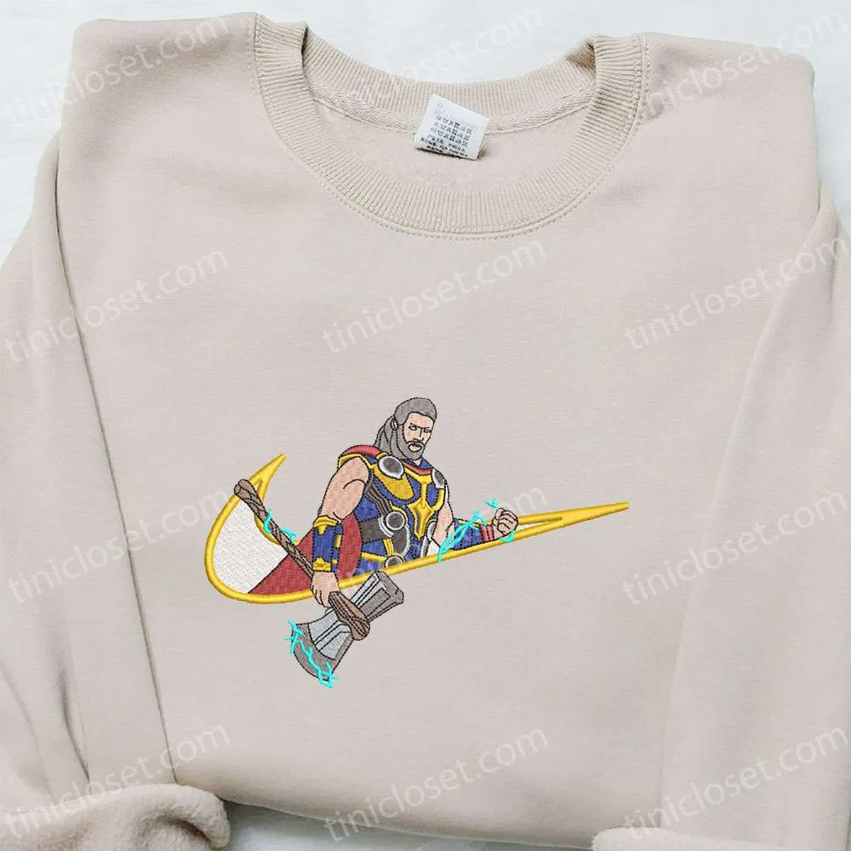 Thor x Swoosh Movie Embroidered Hoodie, Marvel Universe Embroidered Hoodie, Best Gift Ideas for Family