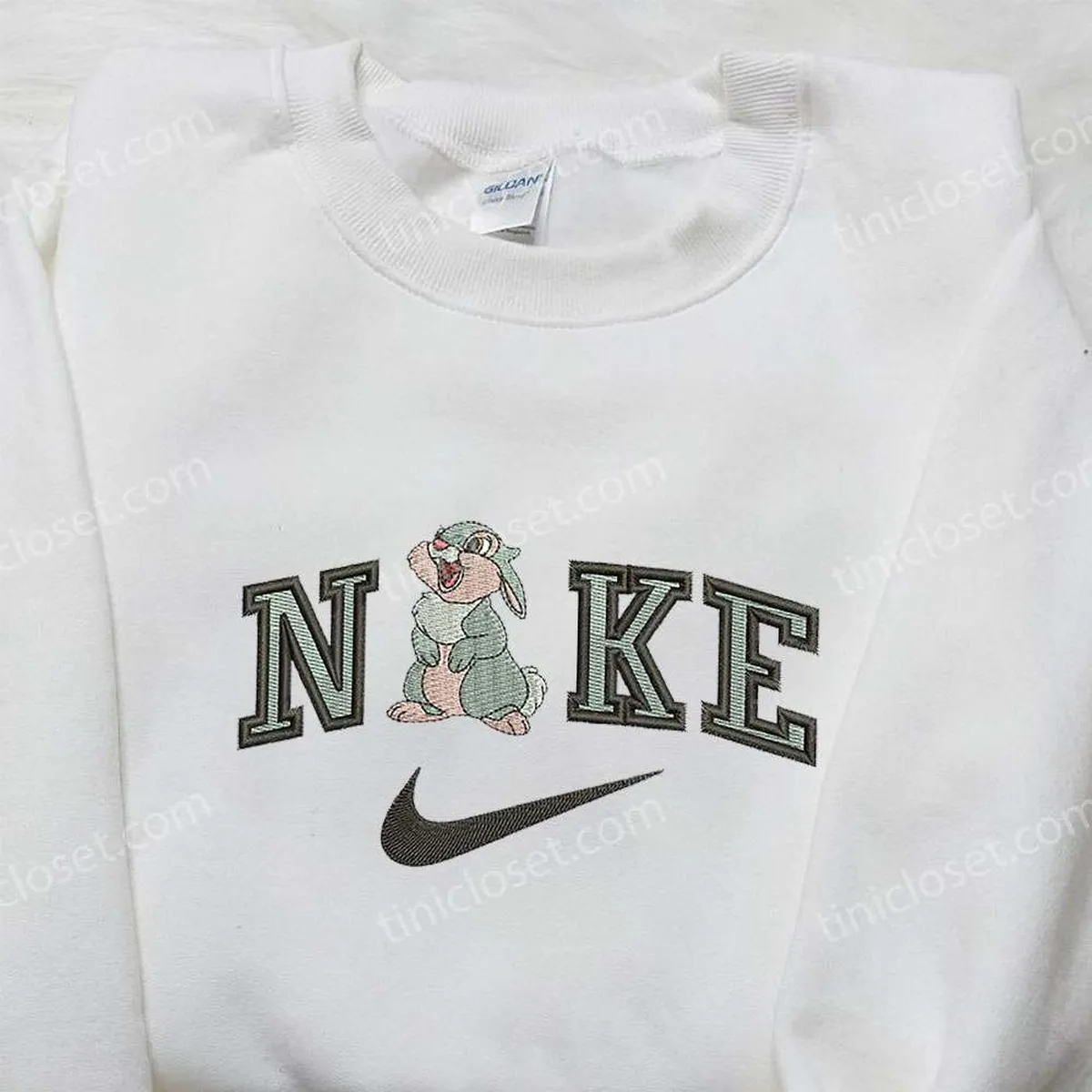 Thumper Bunny x Nike Embroidered Sweatshirt, Bambi Embroidered Shirt, Nike Inspired Embroidered Shirt