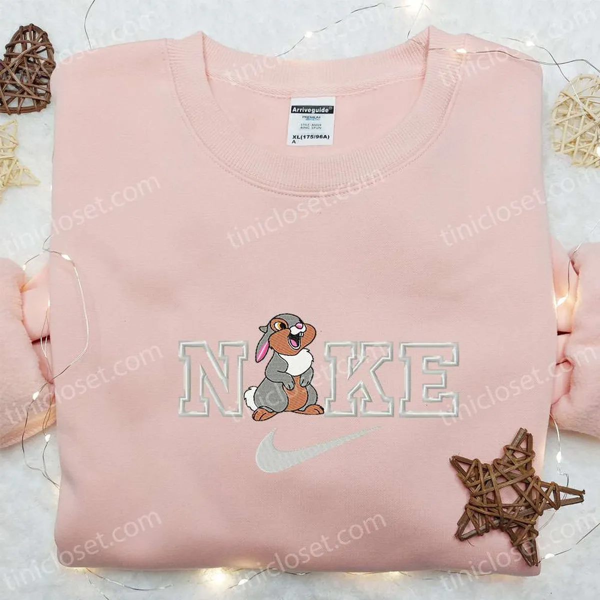 Thumper x Nike Cartoon Embroidered Sweatshirt, Bambi Disney Embroidered Shirt, Custom Nike Embroidered Shirt